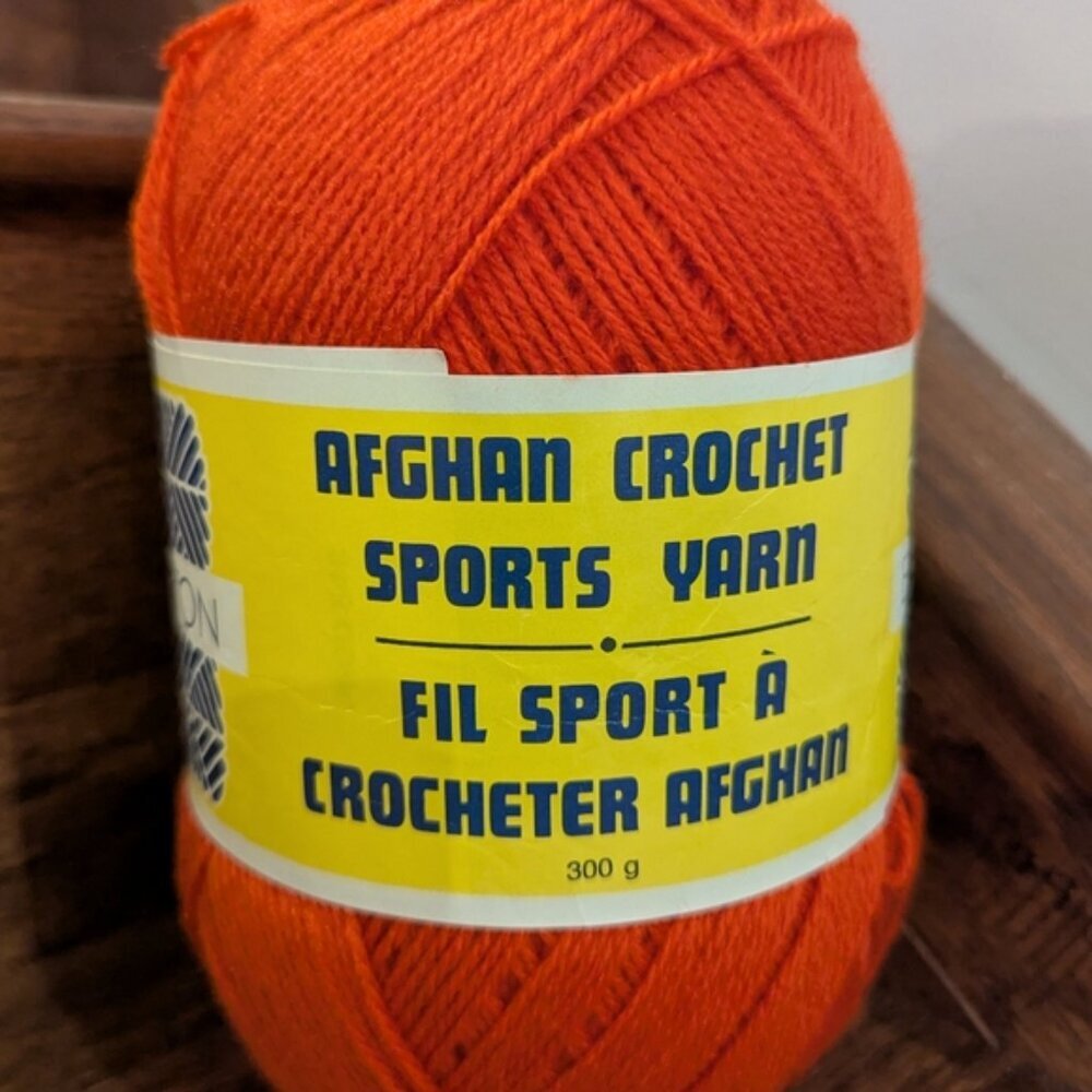 Vintage EATONS AFGHAN CROCHET SPORTS YARN Orange Acrylic 300g - Picture 2 of 5